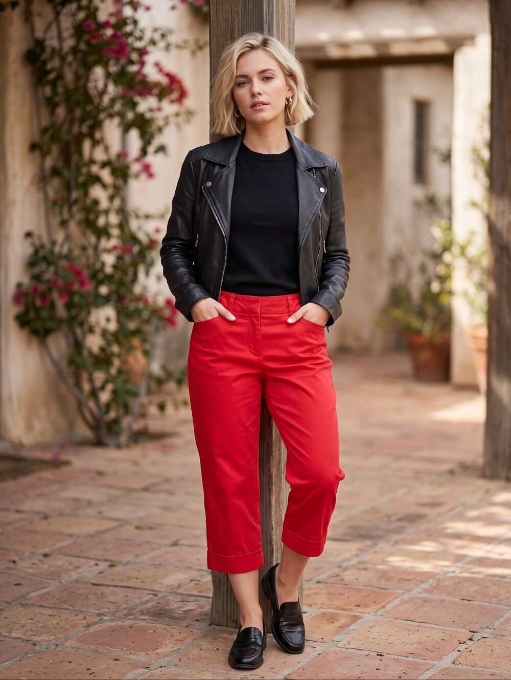 Vintage Jessica Red Petite Cropped Trousers Office Siren Corpcore Cuffed NWOT